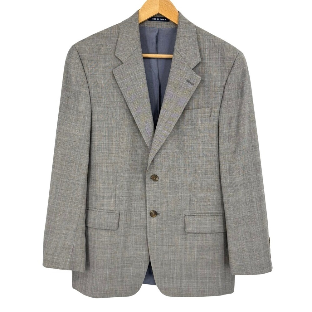 Ralph Lauren Mens 38R 100% Wool Blazer Grey Glen Plaid Sport Coat Designer